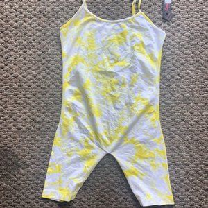 Yellow and White Tie Dye Tank Suit